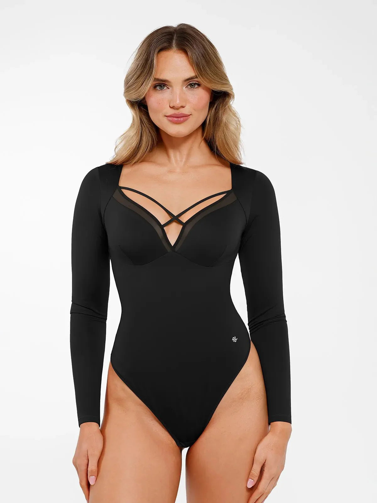 Shapewear Long Sleeve Mesh Inset Tummy Control Bodysuit - LivingCurves Tops Body Shaper Sculpting Winter Black / S