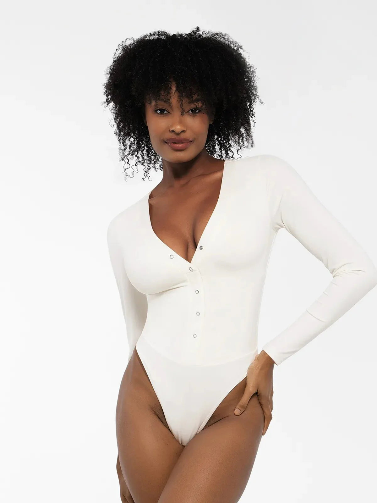 Redtag Thermal Shapewear Long Sleeve Tummy Control Bodysuit - LivingCurves Tops Body Shaper Sculpting Warm Winter White / XS