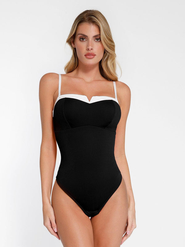 LEONA – Contrast Trim Bodysuit - LivingCurves Tops Body Shaper Zwart / XS