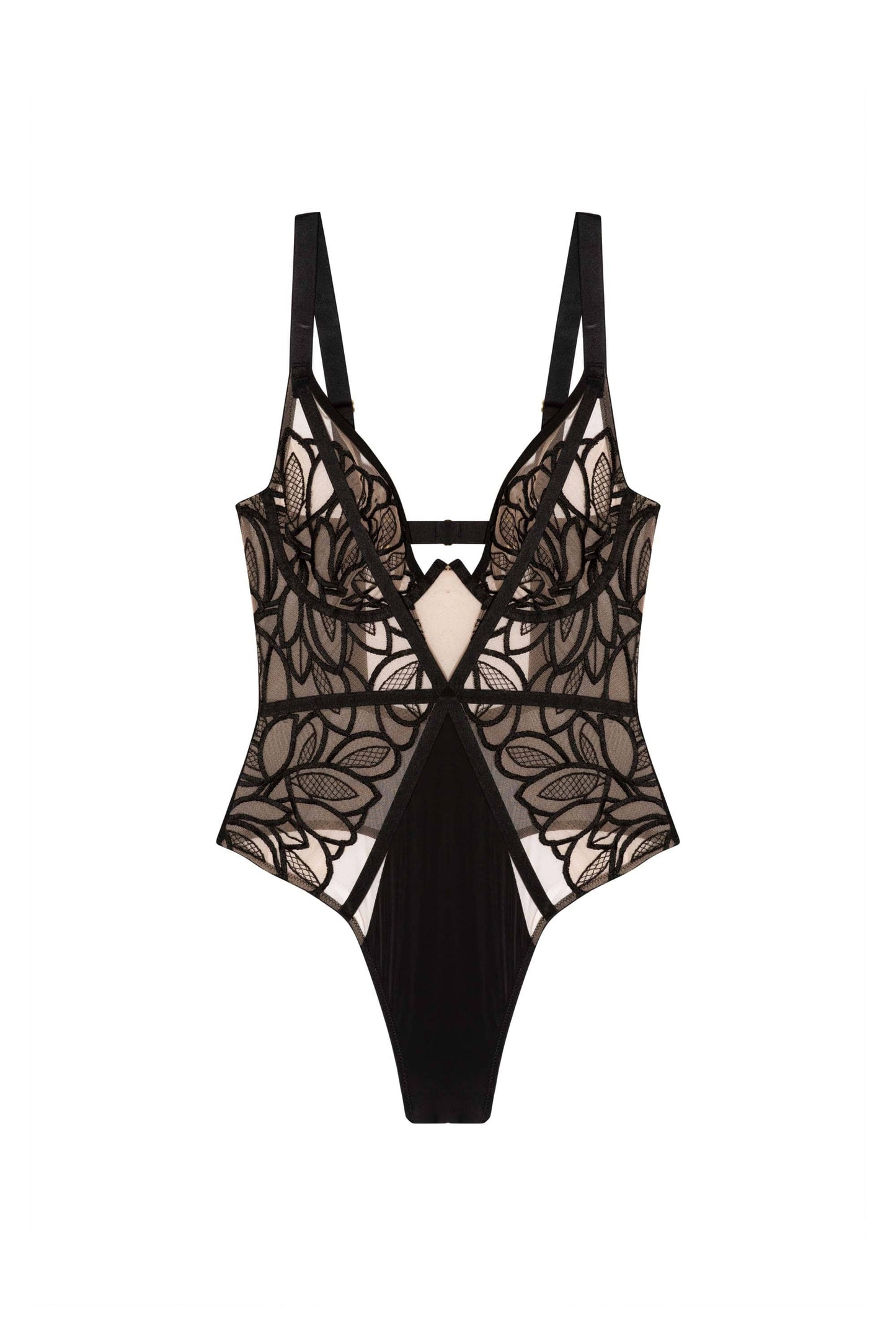 LILIX – Embroidery Body in Zwart - LivingCurves Bodysuit 32B
