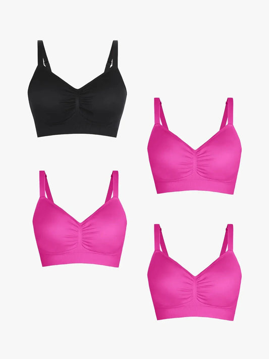 MAELLE DELUXE | 4-Pack Naadloze Comfortbeha met Uitneembare Pads