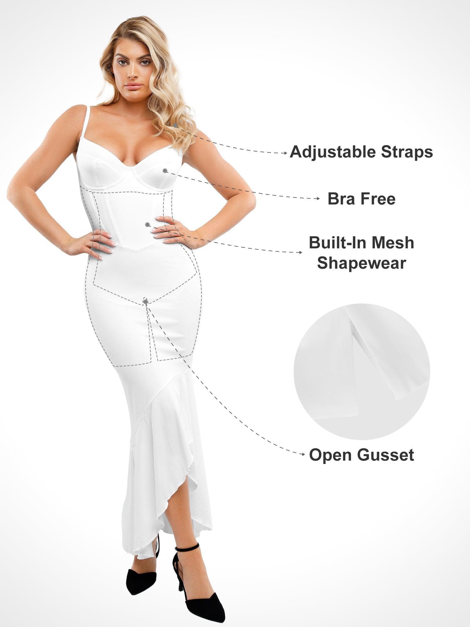 ARYA – Shaping Corset Maxi Dress - LivingCurves Formal Bodycon Party Summer Dress Maxi Dress / wit / XS