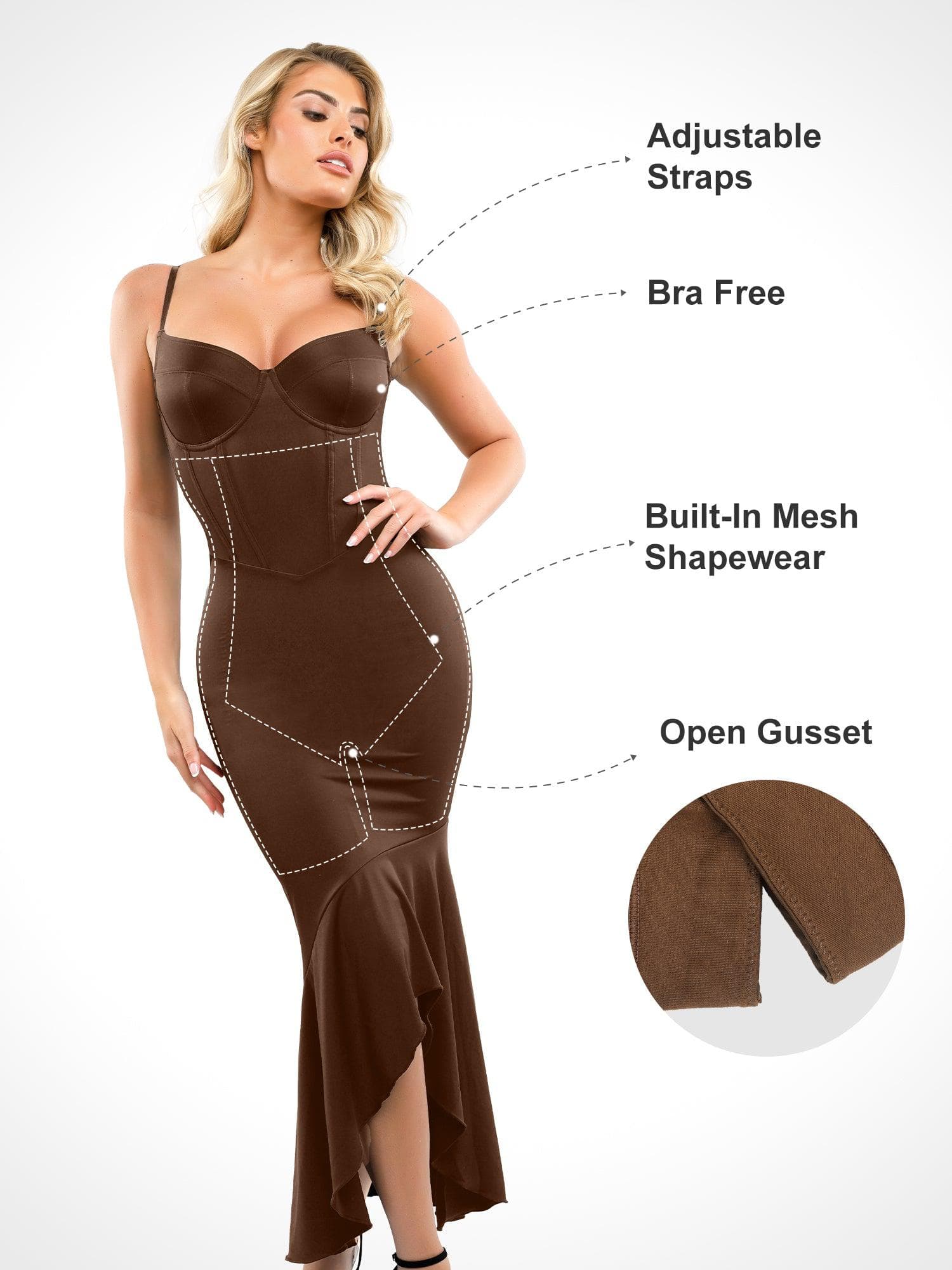 ARYA – Shaping Corset Maxi Dress - LivingCurves Formal Bodycon Party Summer Dress Maxi Dress / wit / XS