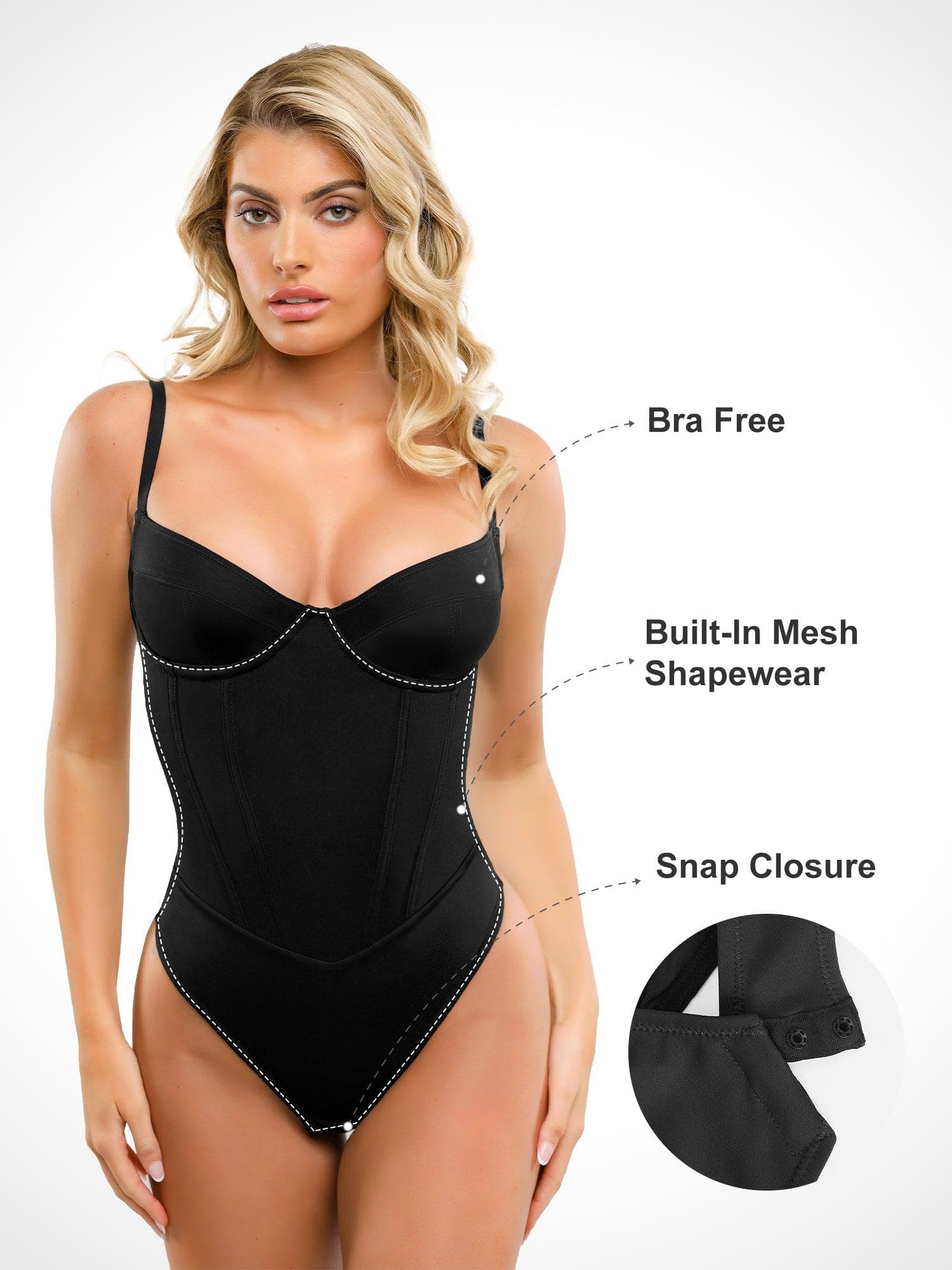 CÉLINE – Corset Style Thong Bodysuit - LivingCurves Tops Body Shaper Tank Wit / XS
