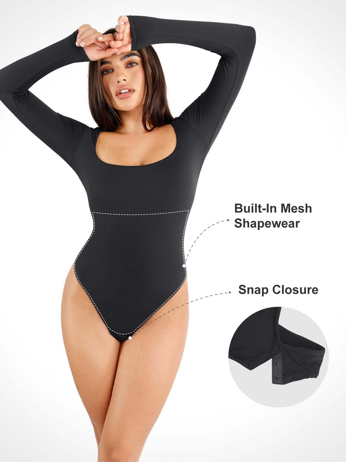Shapewear Cloudsense Long Sleeve Seamless Bodysuit - LivingCurves Soft Tops Body Shaper Winter Brown / S