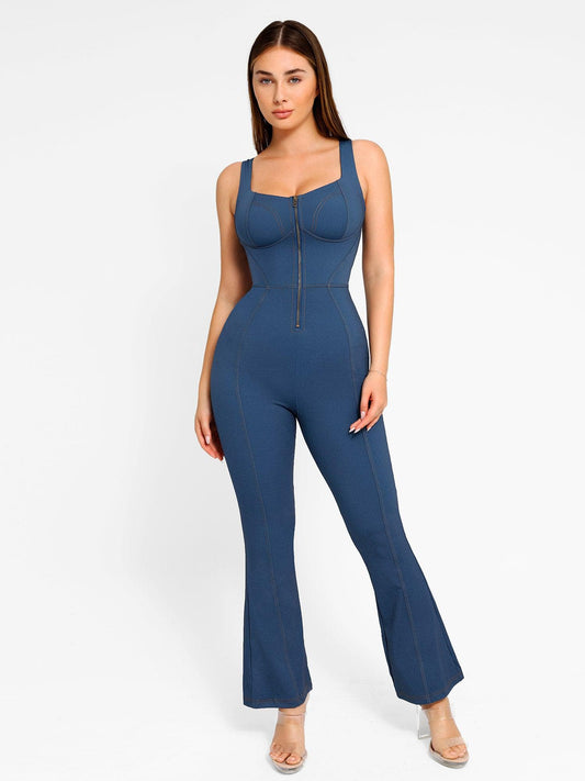 LIV – Denim Sculpting Jumpsuit - LivingCurves Denim Casual Jumpsuit Blauw / XS