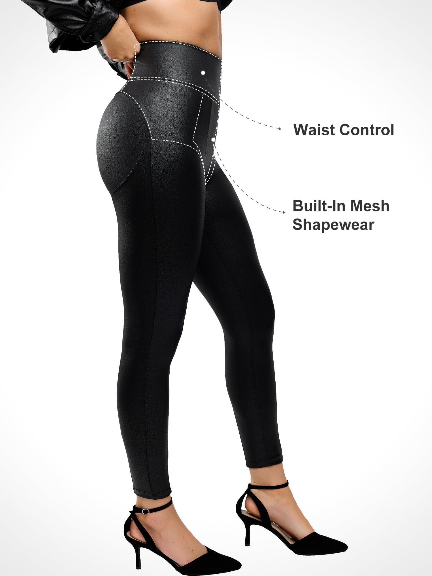 AUREA – Faux Leather High Rise Leggings - LivingCurves Leather Pants Black / S