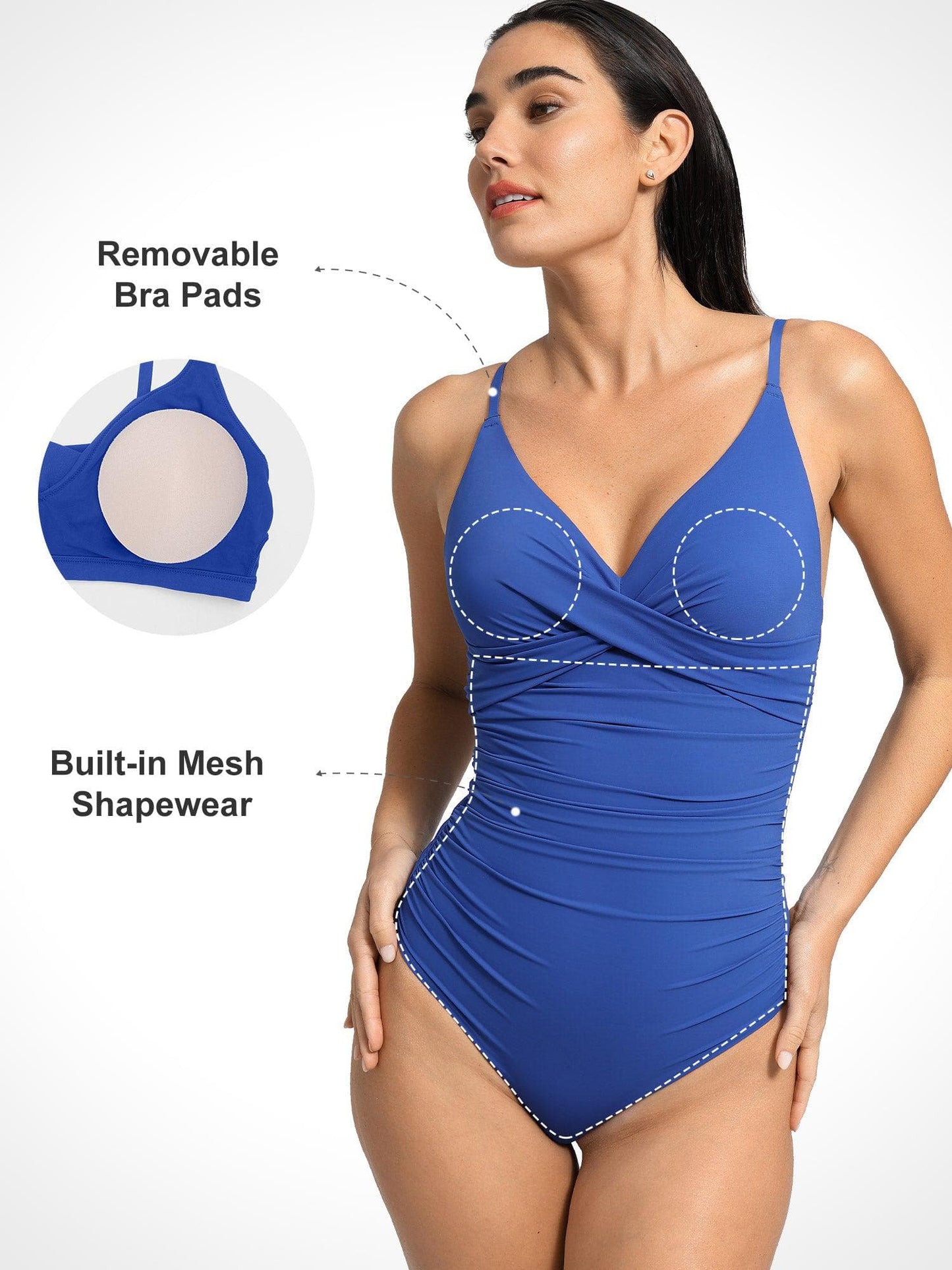 LANA – Shaping Badpak met Cross-Front - LivingCurves Tummy Control Slimming Swimwear Roze / XS