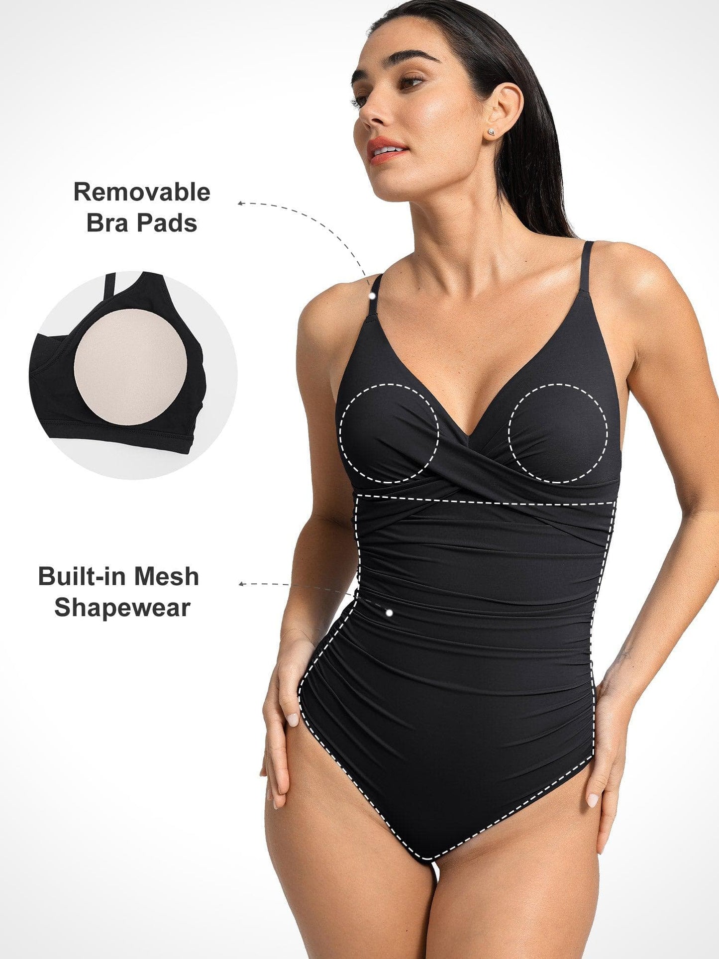LANA – Shaping Badpak met Cross-Front - LivingCurves Tummy Control Slimming Swimwear Roze / XS