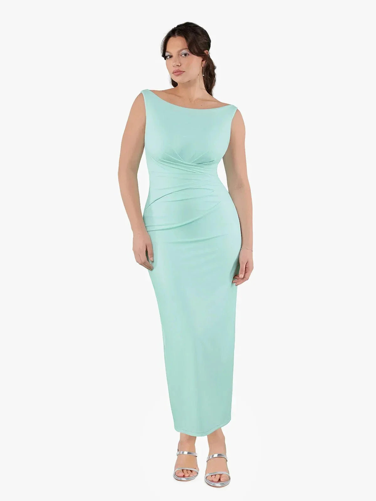 CAELIA – Shaping Boatneck Maxi Dress - LivingCurves Roze / XS