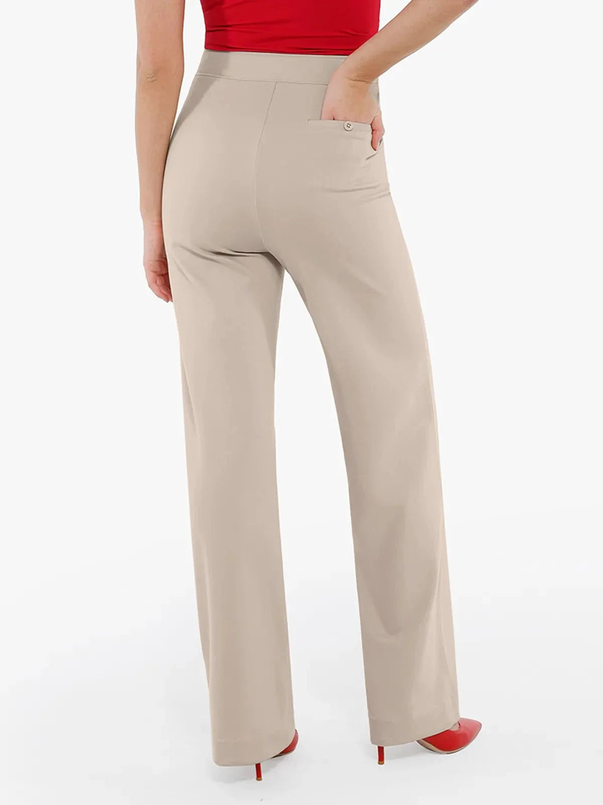 SELENE – Shaping Ponte Wide-Leg Pants - LivingCurves Business Casual Pants Zwart / XS
