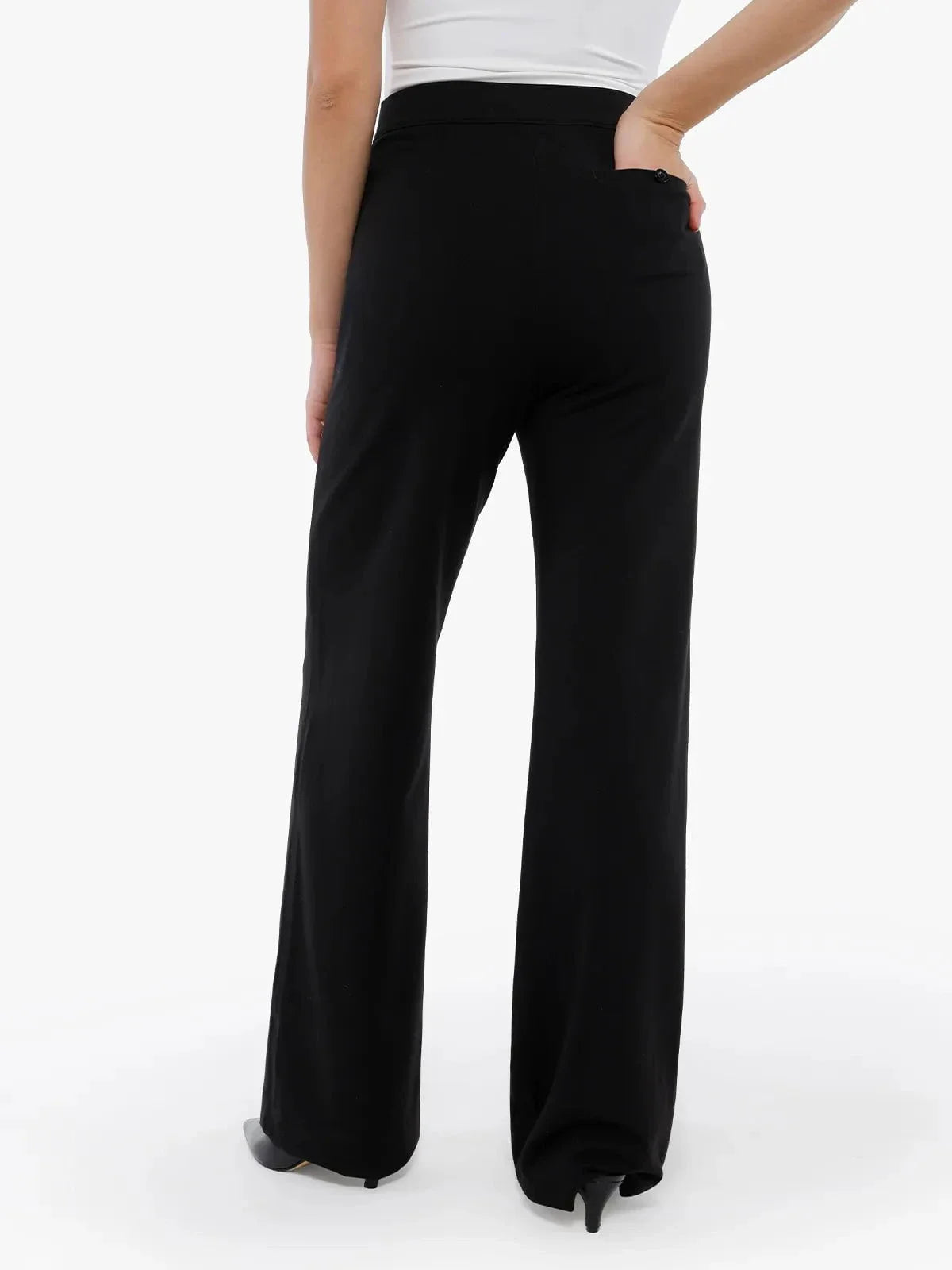 SELENE – Shaping Ponte Wide-Leg Pants - LivingCurves Business Casual Pants Zwart / XS