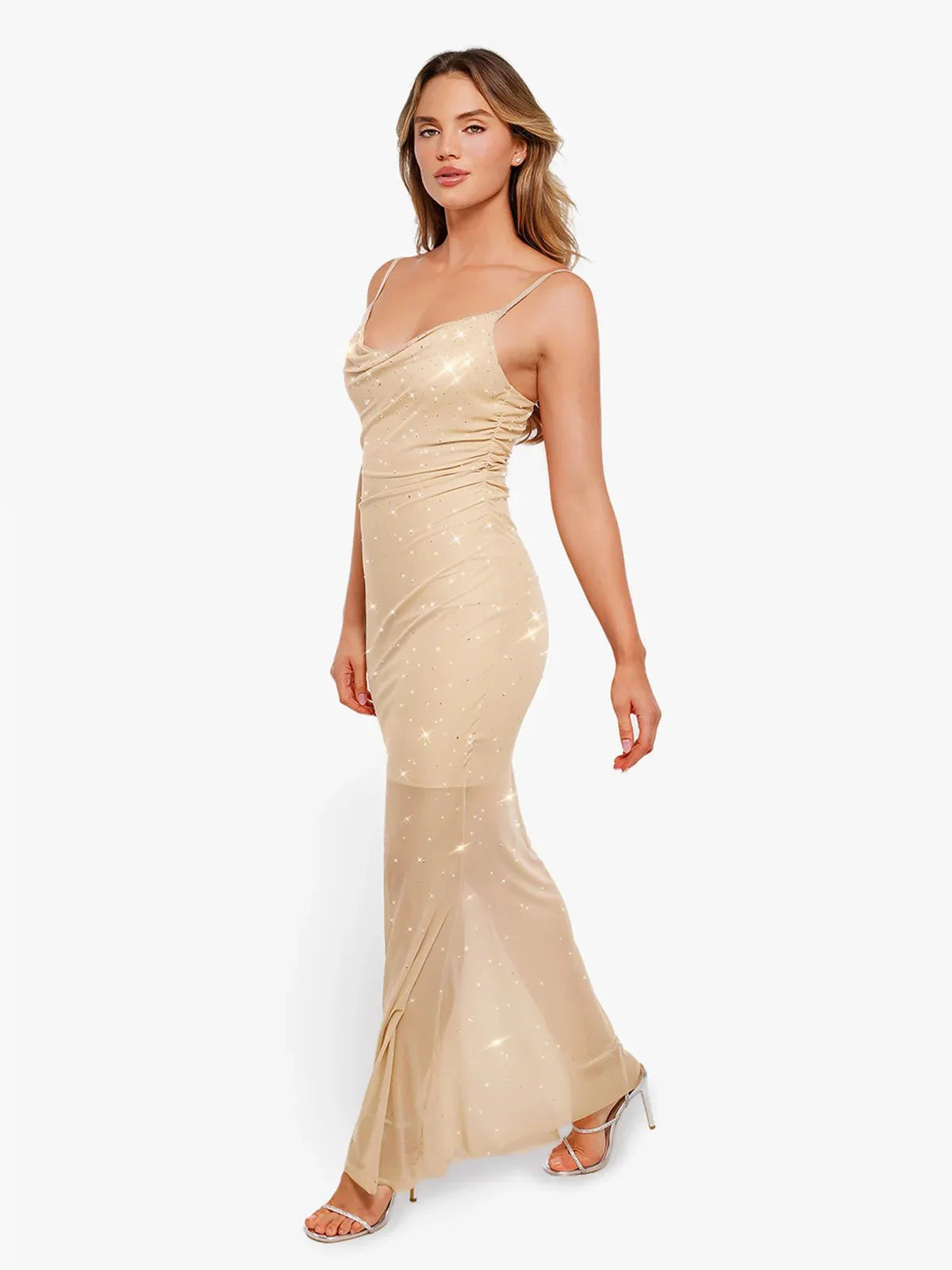 CELINE – Shaping Maxi Jurk met Kristal Mesh