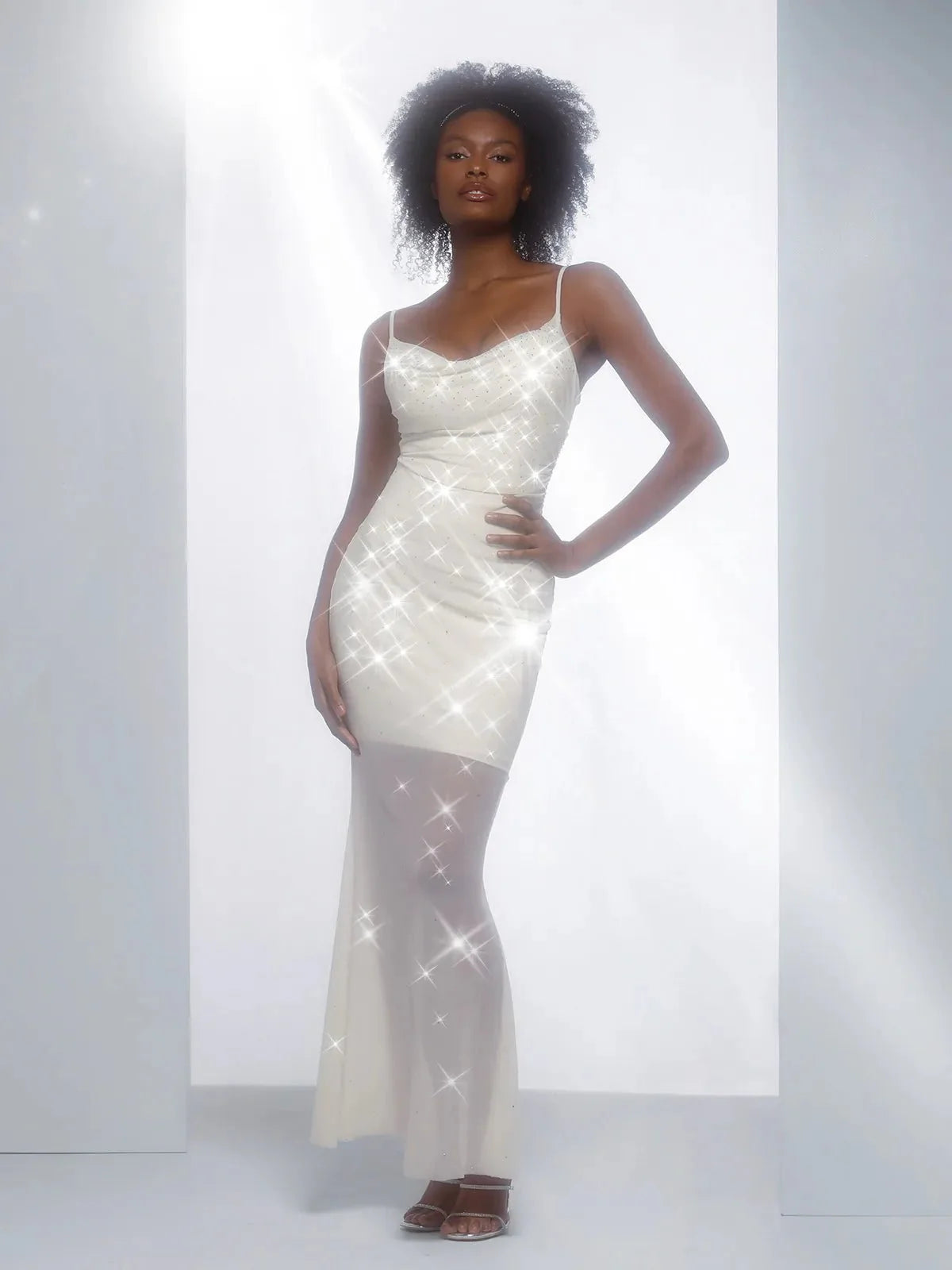 CELINE – Shaping Maxi Jurk met Kristal Mesh