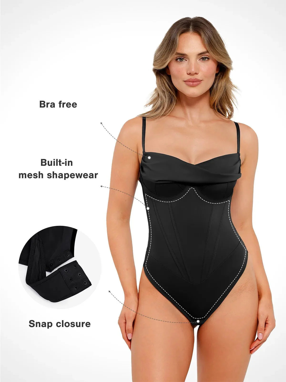 ISABELLE – Corset Bust Draping Bodysuit - LivingCurves Tops Body Shaper Slip Thong Bruin / XS