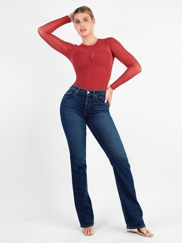 ELVIA – Lace Bodysuit met Lange Mouwen