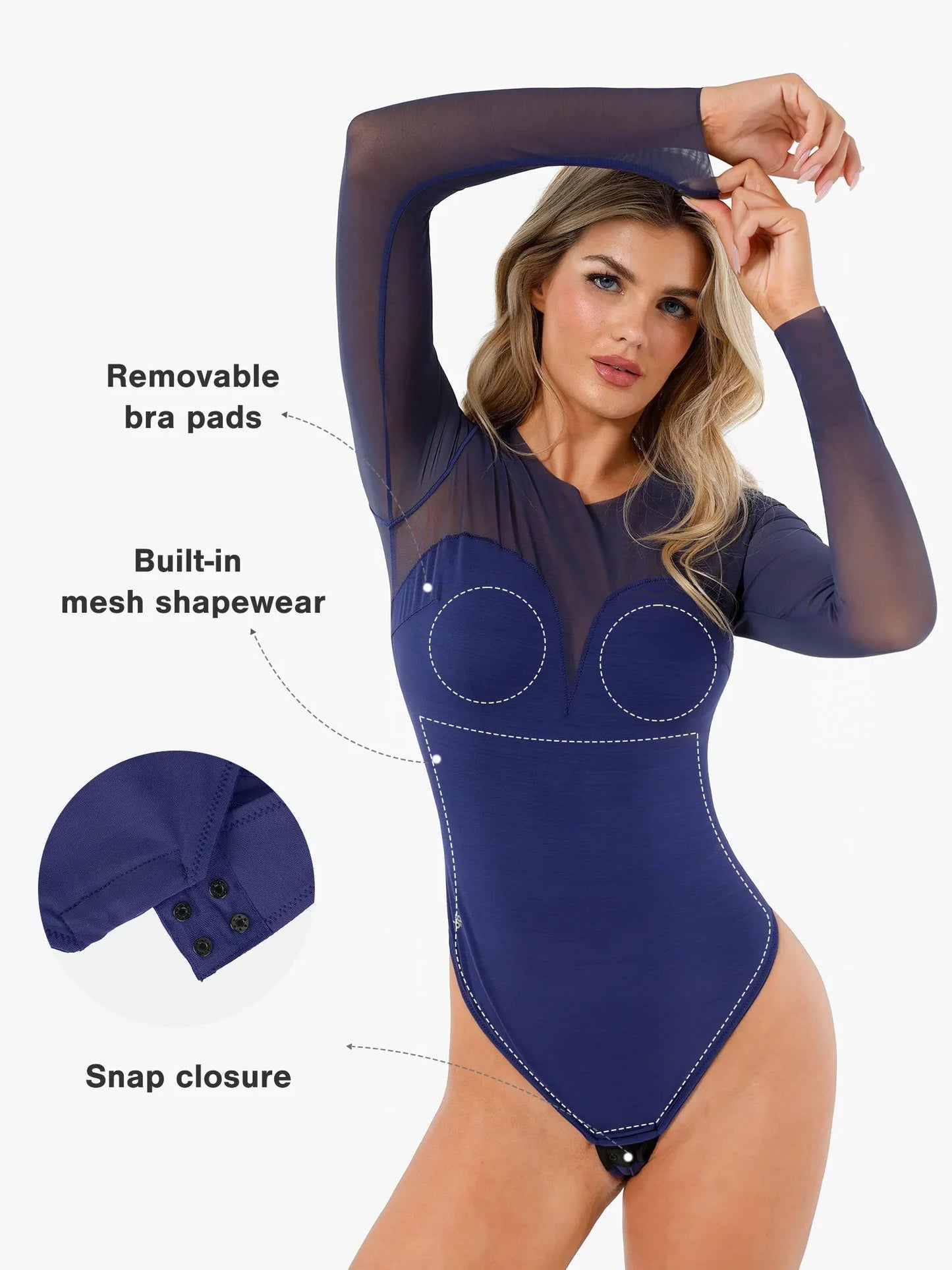 LAYLA – Mesh Bodysuit met Lange Mouwen - LivingCurves Sexy Tops Body Shaper Winter Rood / S