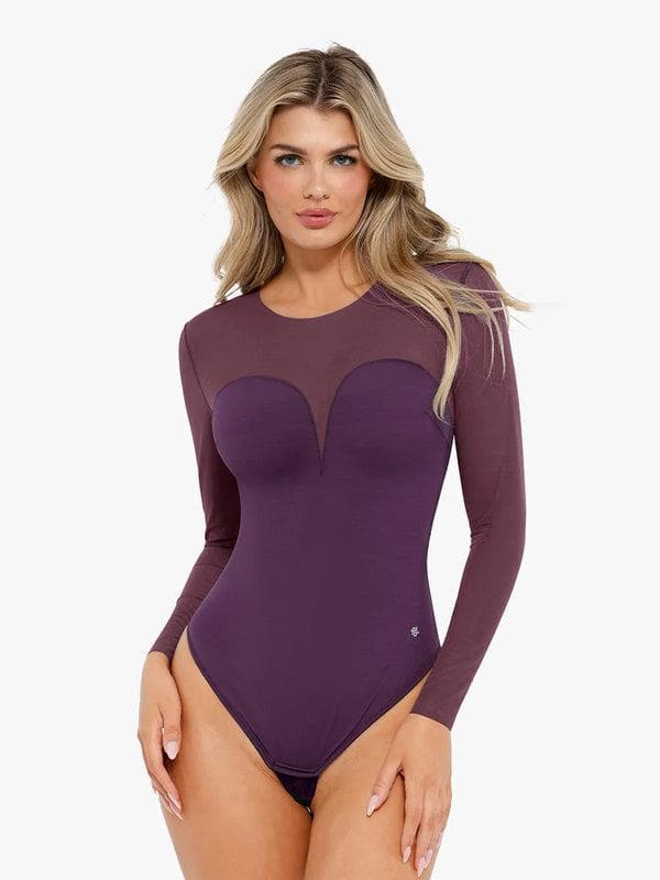ELVIA – Lace Bodysuit met Lange Mouwen
