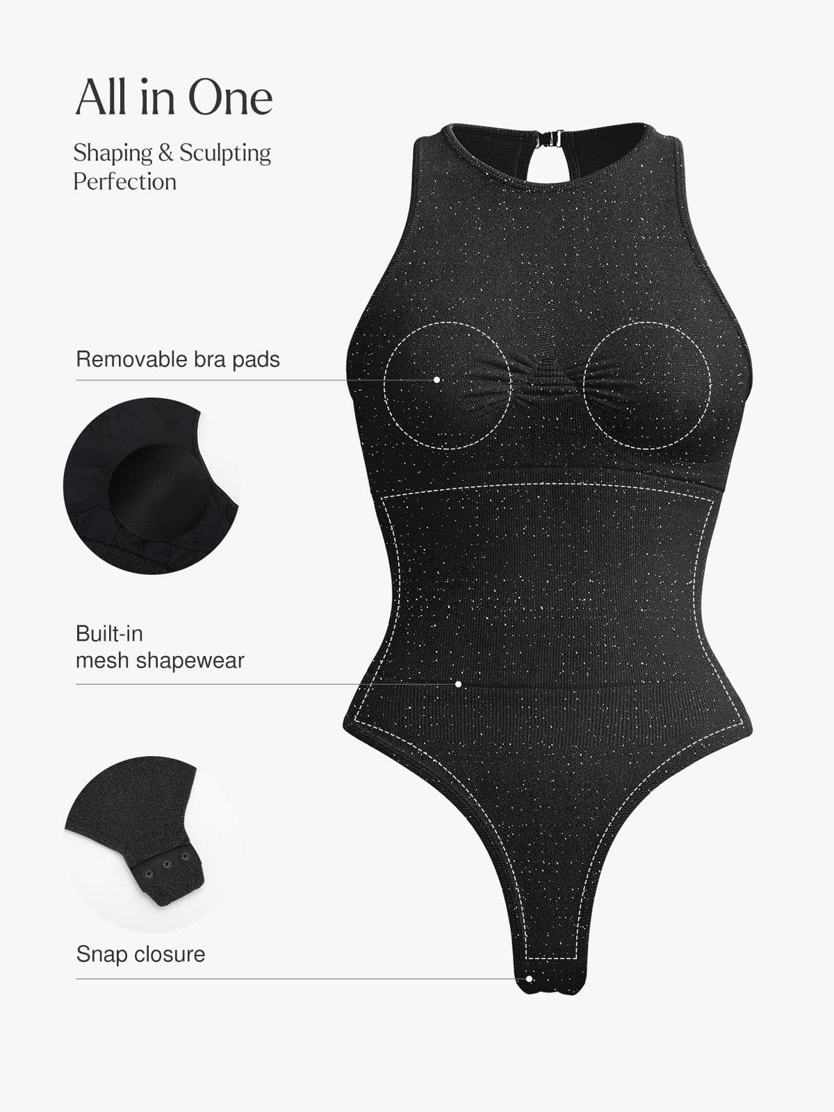 Shapewear Metallic Seamless Tummy-Control Bodysuit - LivingCurves Orange Yellow / XS