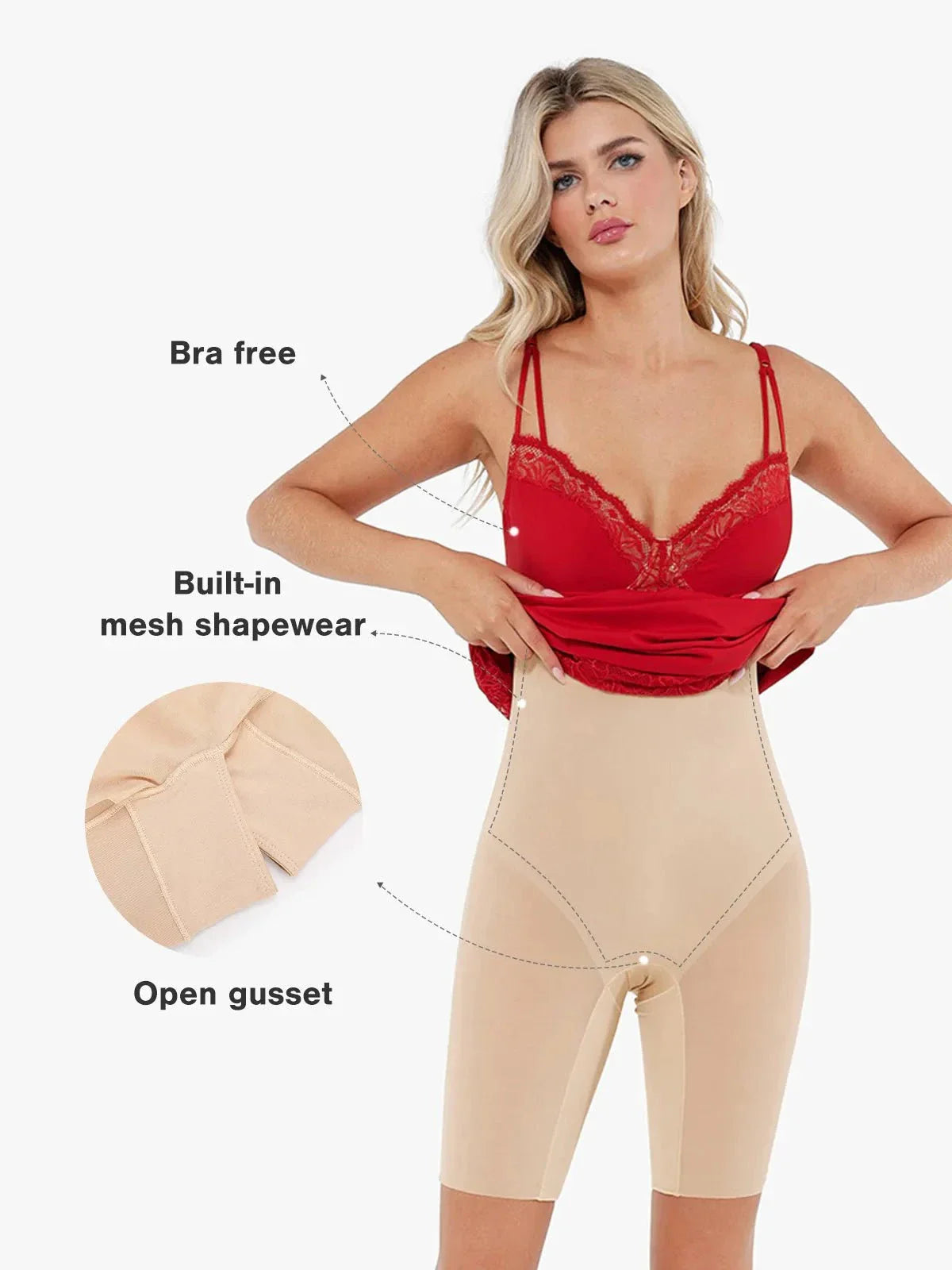 ELORIA – Shaping Lace Midi Dress - LivingCurves Rood / XS