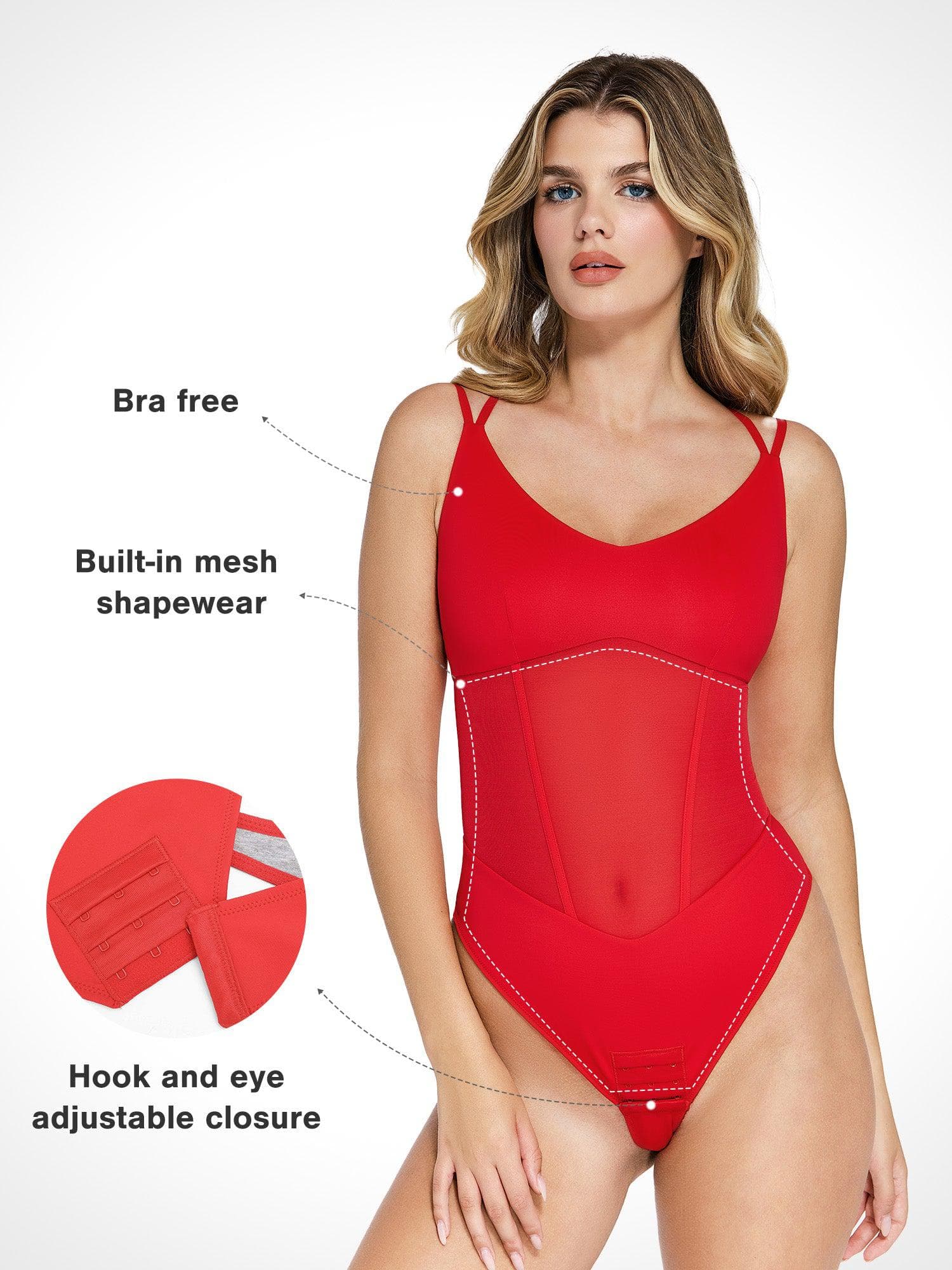 ELIN – Mesh Bodysuit met Crisscross Back - LivingCurves Sexy Tops Body Shaper Tank Wit / S