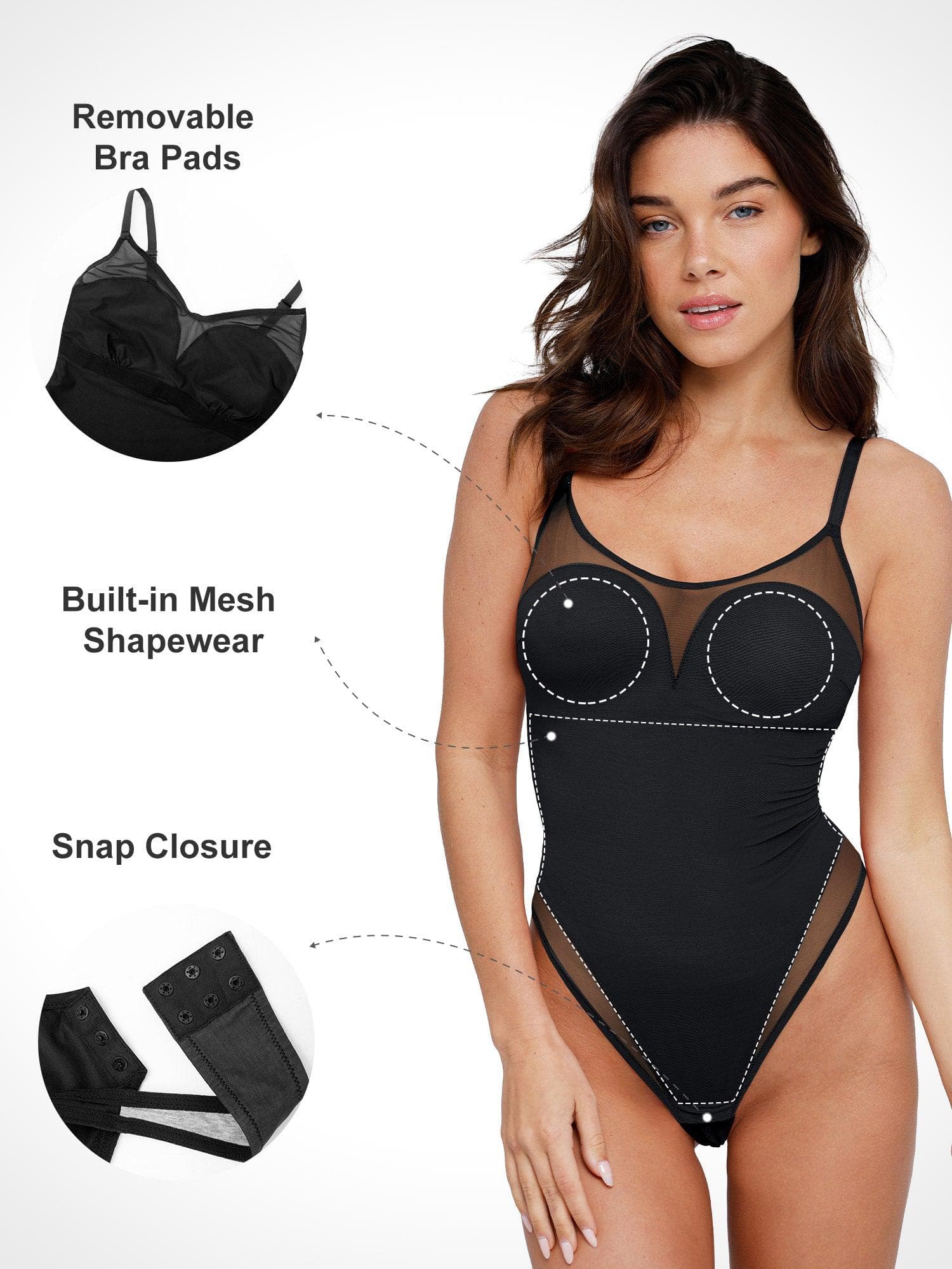 ZOE – Illusion Mesh Shaping String Body - LivingCurves Sexy Tops Body Shapers Mesh Rood / S