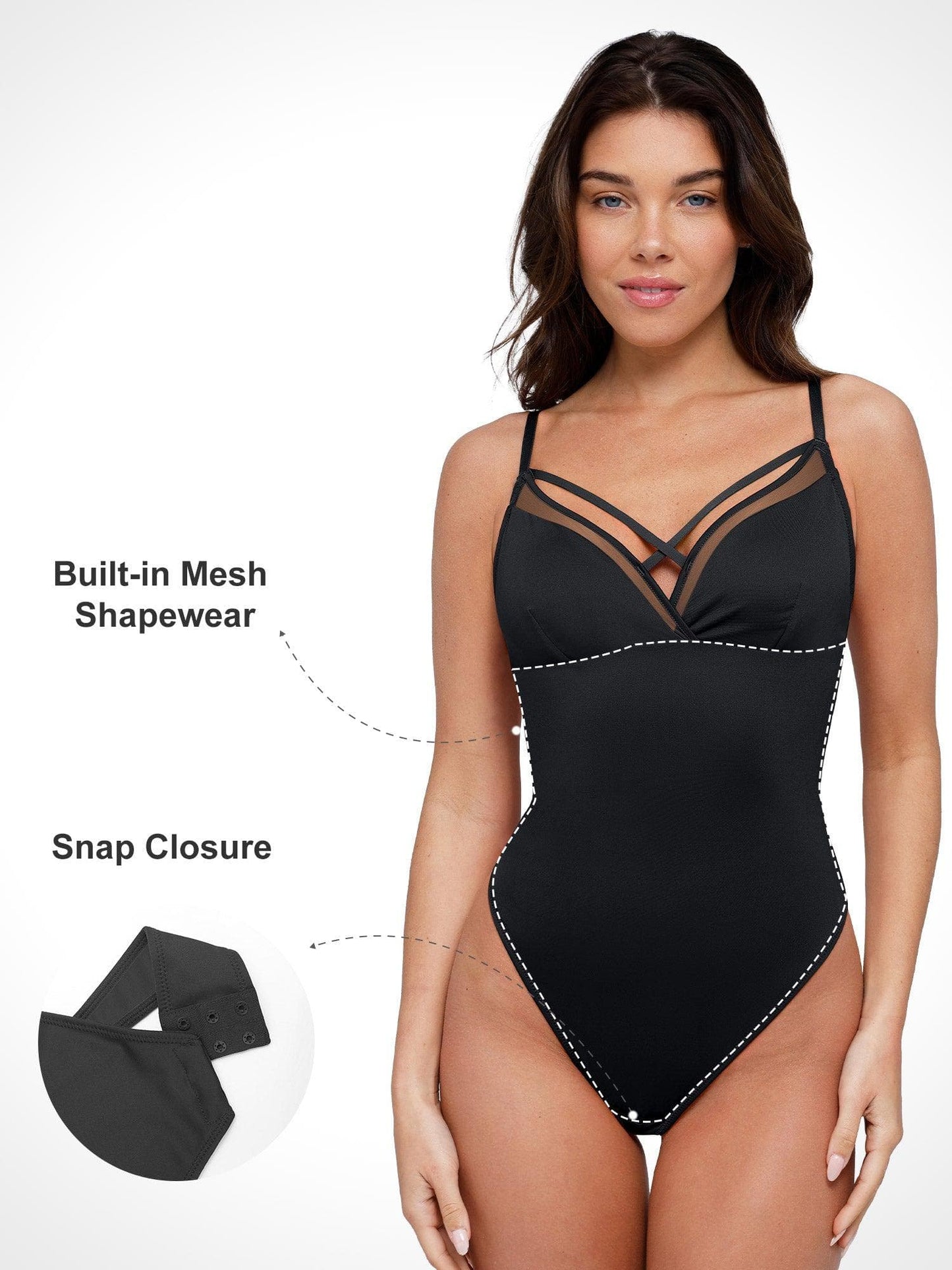 ZOE – Illusion Mesh Shaping String Body - LivingCurves Sexy Tops Body Shapers Mesh Rood / S