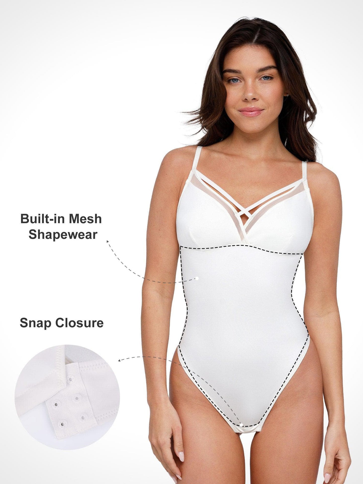 ZOE – Illusion Mesh Shaping String Body - LivingCurves Sexy Tops Body Shapers Mesh Rood / S