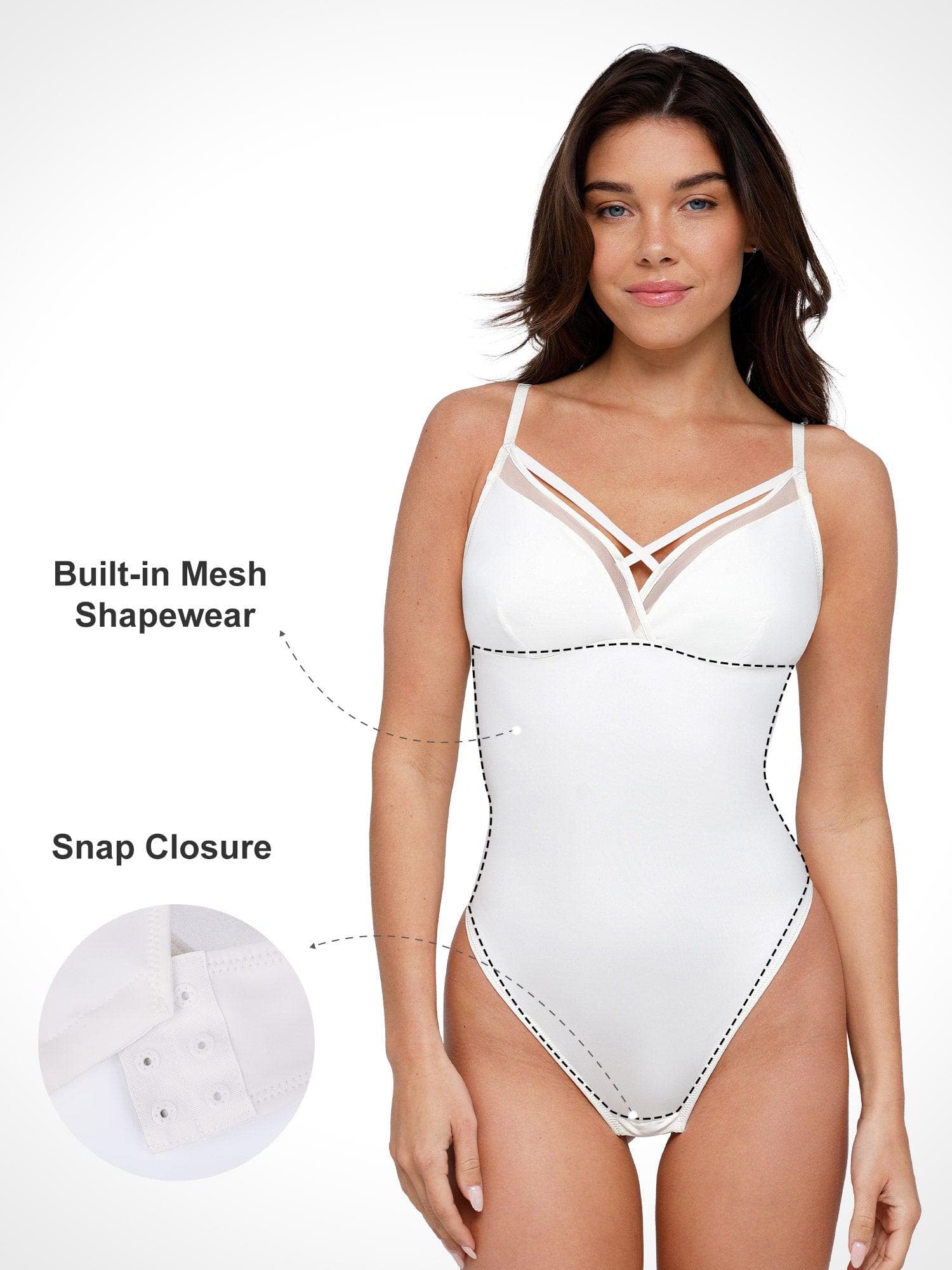 ZOE – Illusion Mesh Shaping String Body - LivingCurves Sexy Tops Body Shapers Mesh Rood / S