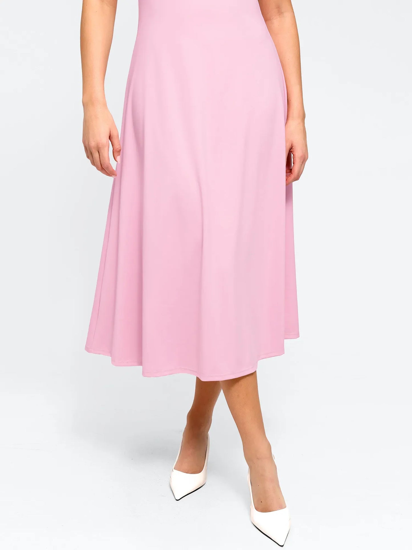 ELA – Sculpting Flutter Sleeve Midi Dress