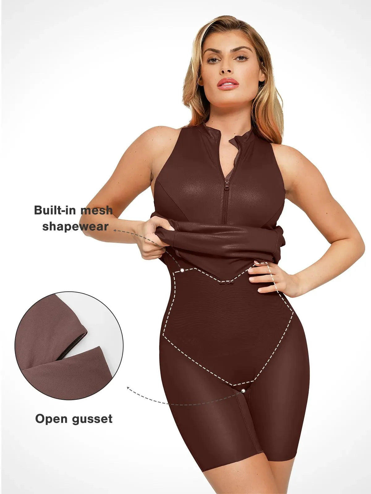 RAYNA – Faux Leather Zip Dress