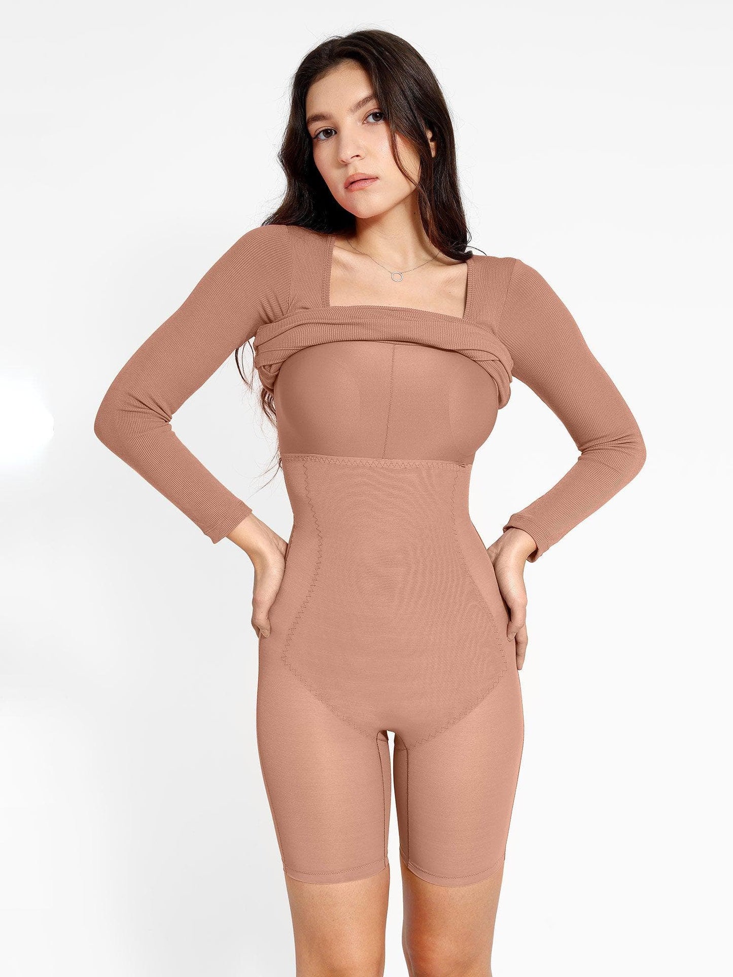 LOREN – Shaping Square Neck Midi Dress