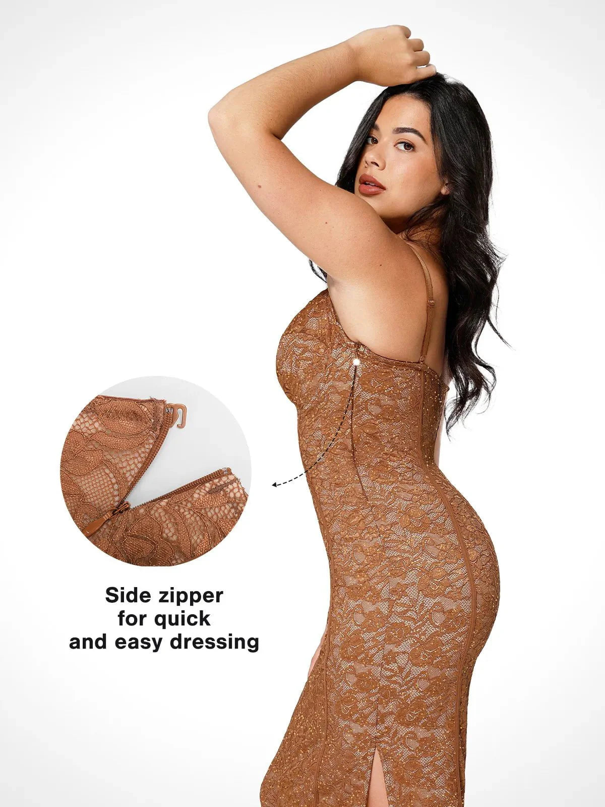 MAYA – Lace Corset Midi Dress