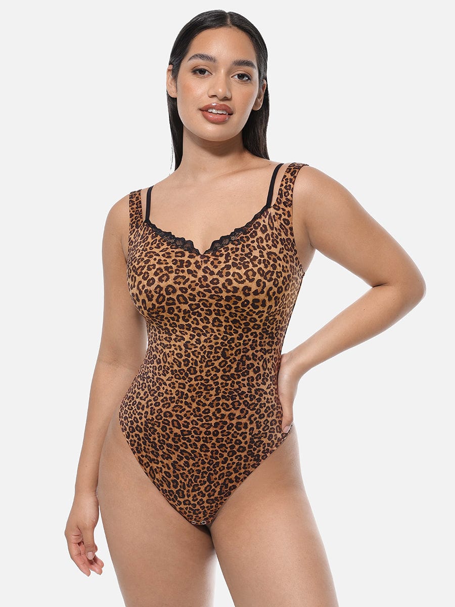 CLARI – Kant V-Hals Shapewear String Body - LivingCurves Seamless Shaper Panter print / S