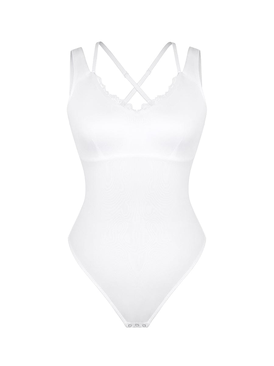 CLARI – Kant V-Hals Shapewear String Body - LivingCurves Seamless Shaper Zwart / S