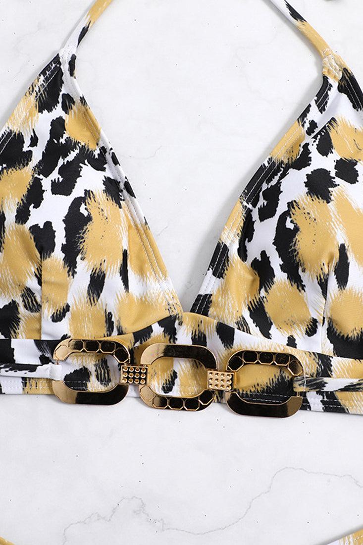 Leopard Bikini Cheeky Black dames