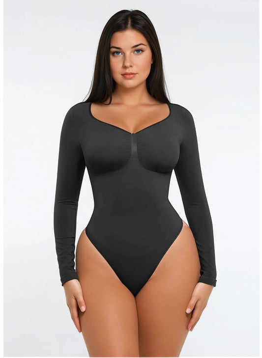 IVERA – Naadloze Lange Mouw Body met String - LivingCurves variable s / zwart