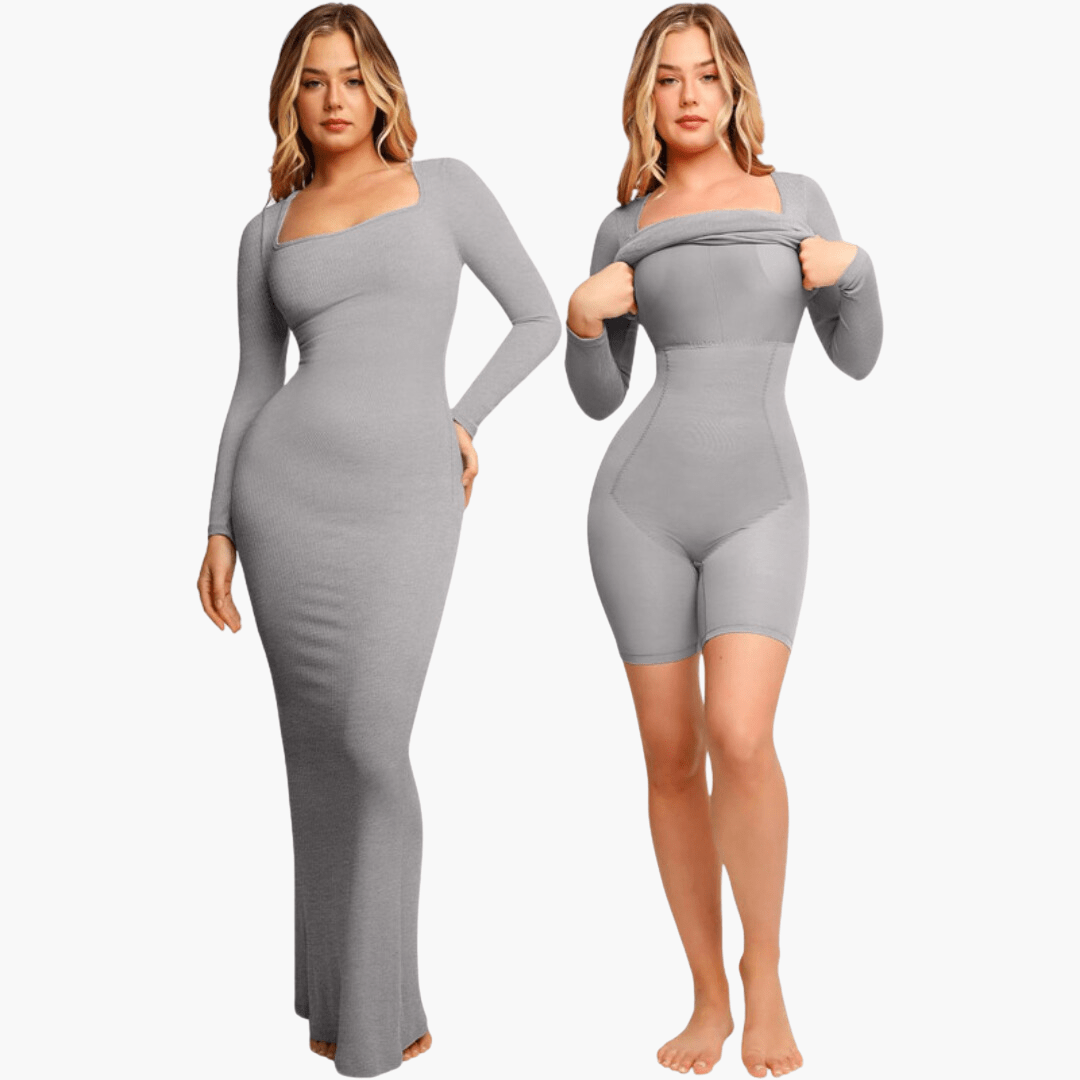 VELIN – 2-in-1 Shapewear Jurk met Korset - LivingCurves Shaping Dress Grijs (bijna uitverkocht) / S