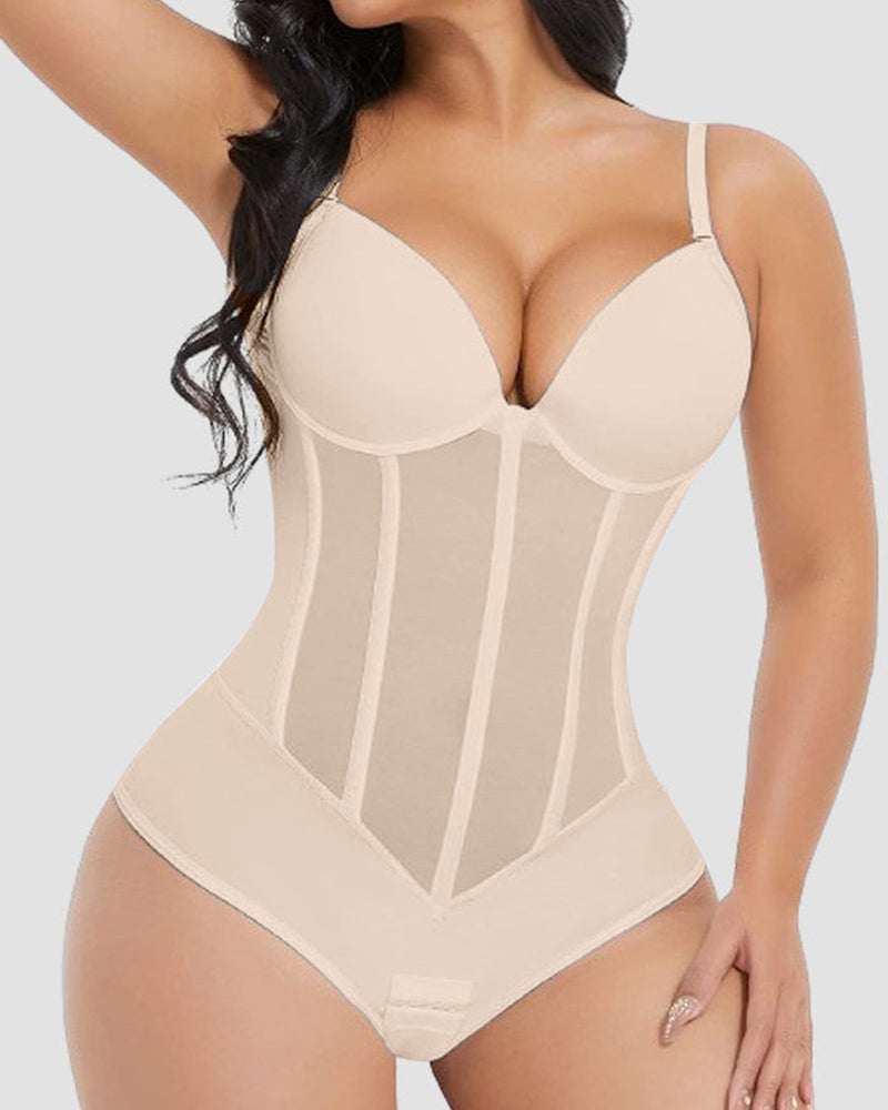SORIX – Ademend Sexy Tummy Control Bodysuit - LivingCurves Beige / XS