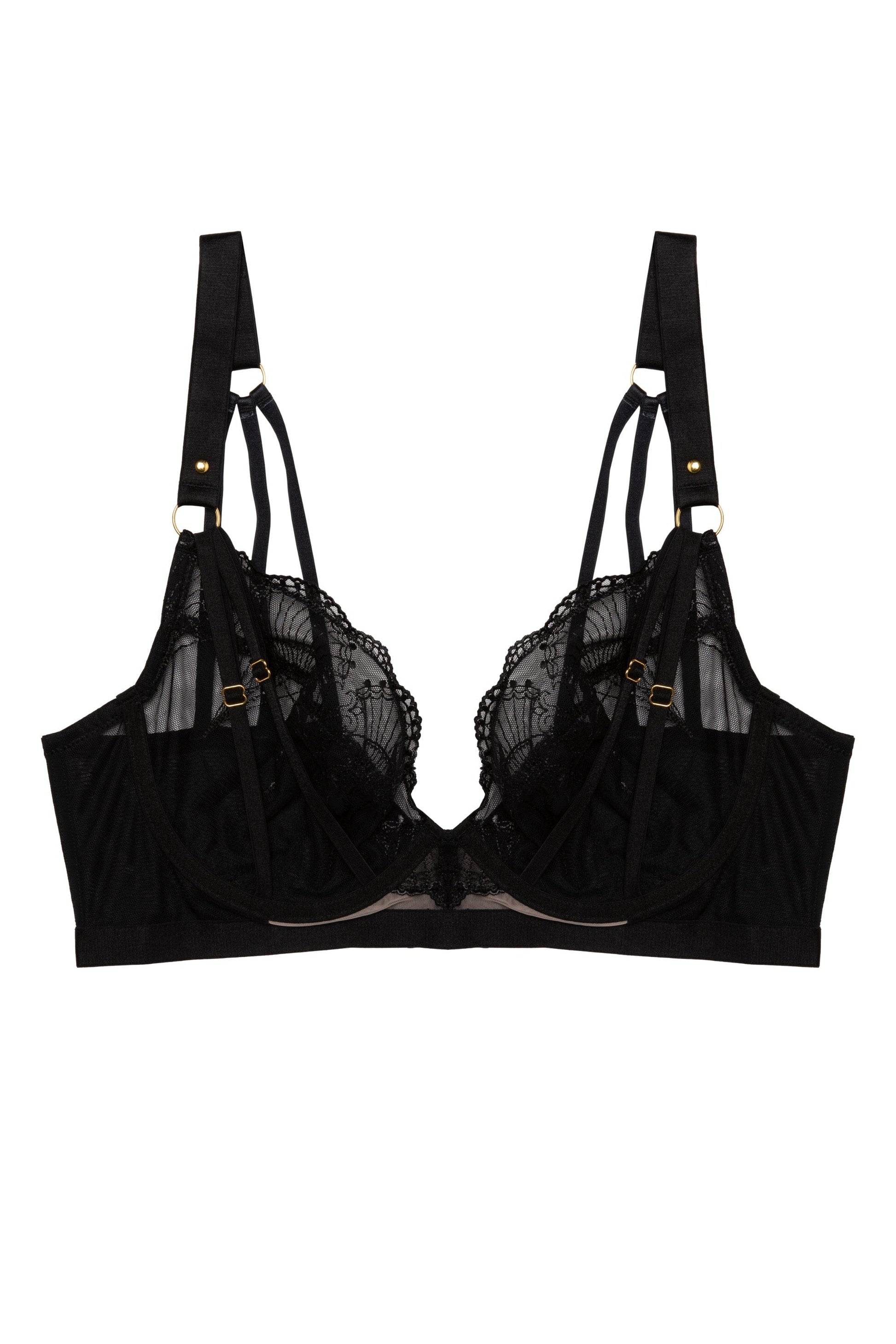 PIPIX – Embroidered Plunge BH Zwart - LivingCurves Bra 32B