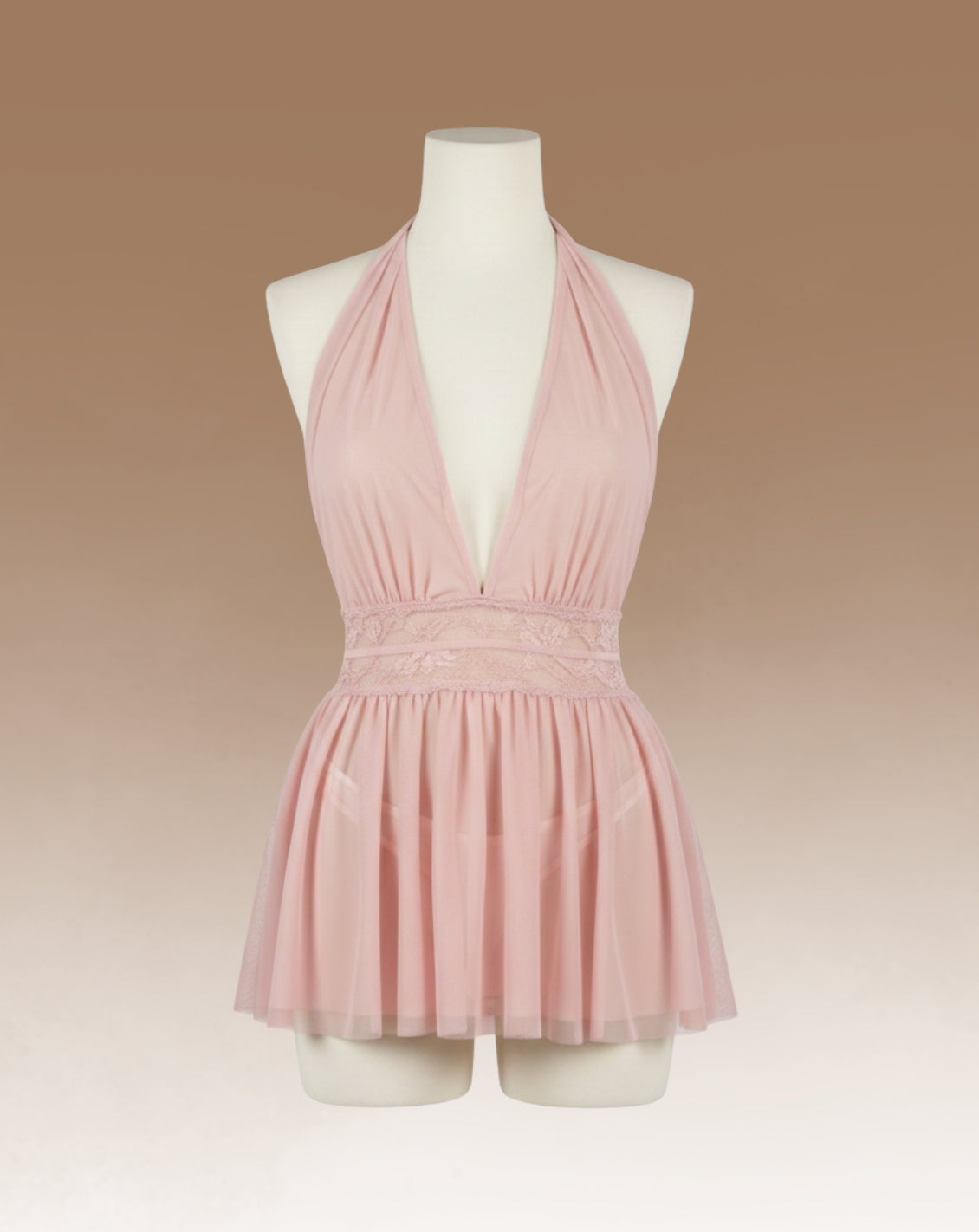 VOILE DE LUNE – Babydoll Jurk in Zacht Roze