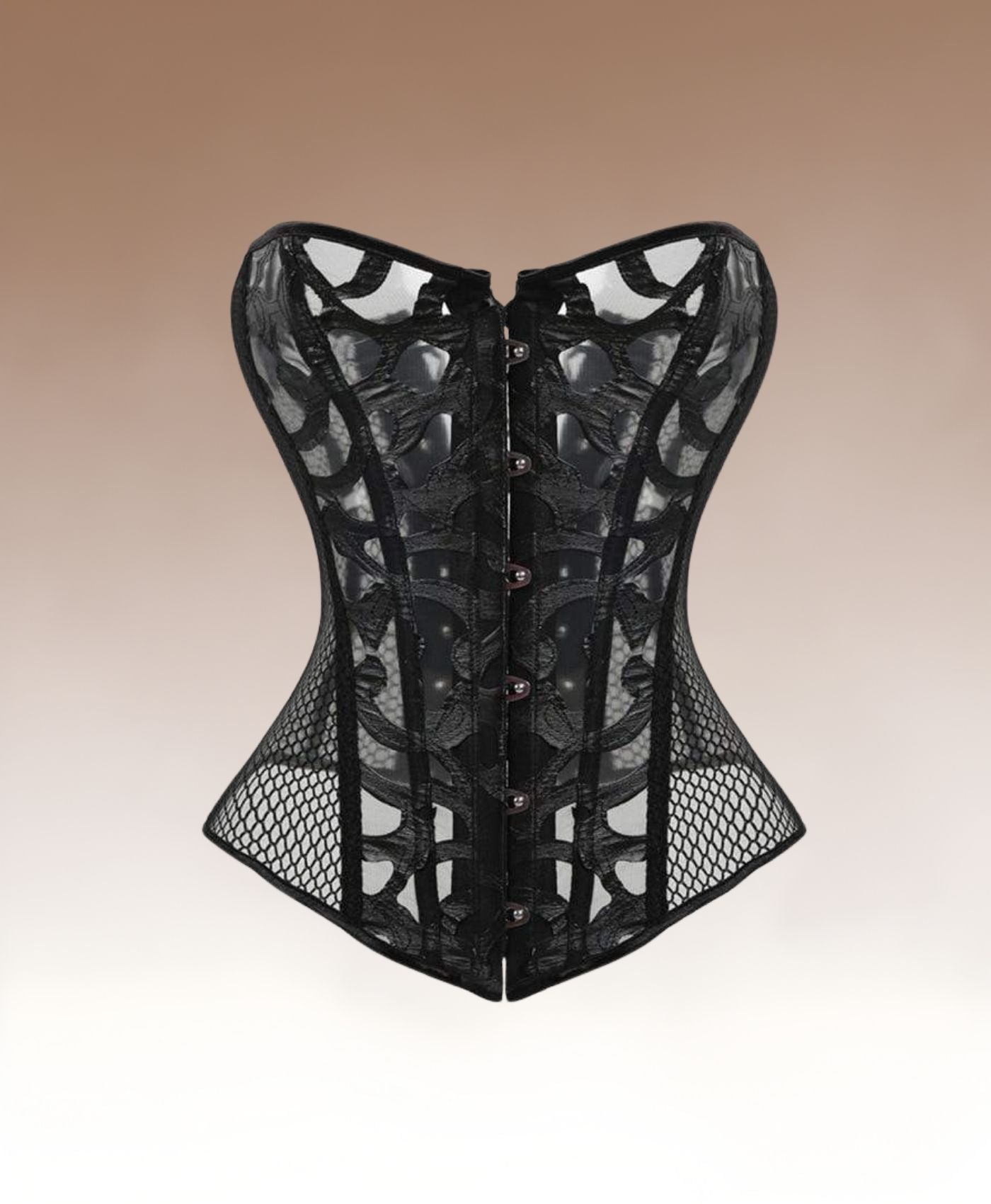 Élise Geborduurd Mesh Korset – Romantisch Geborduurd Lingerie Korset