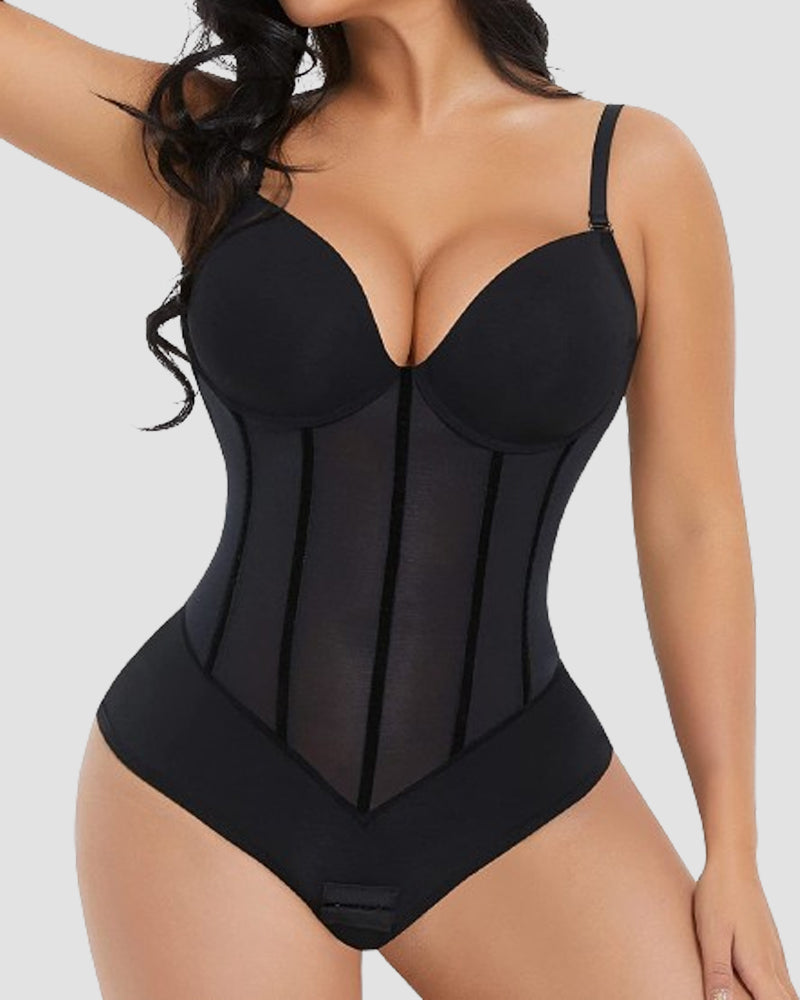 SORIX – Ademend Sexy Tummy Control Bodysuit - LivingCurves Zwart / XS