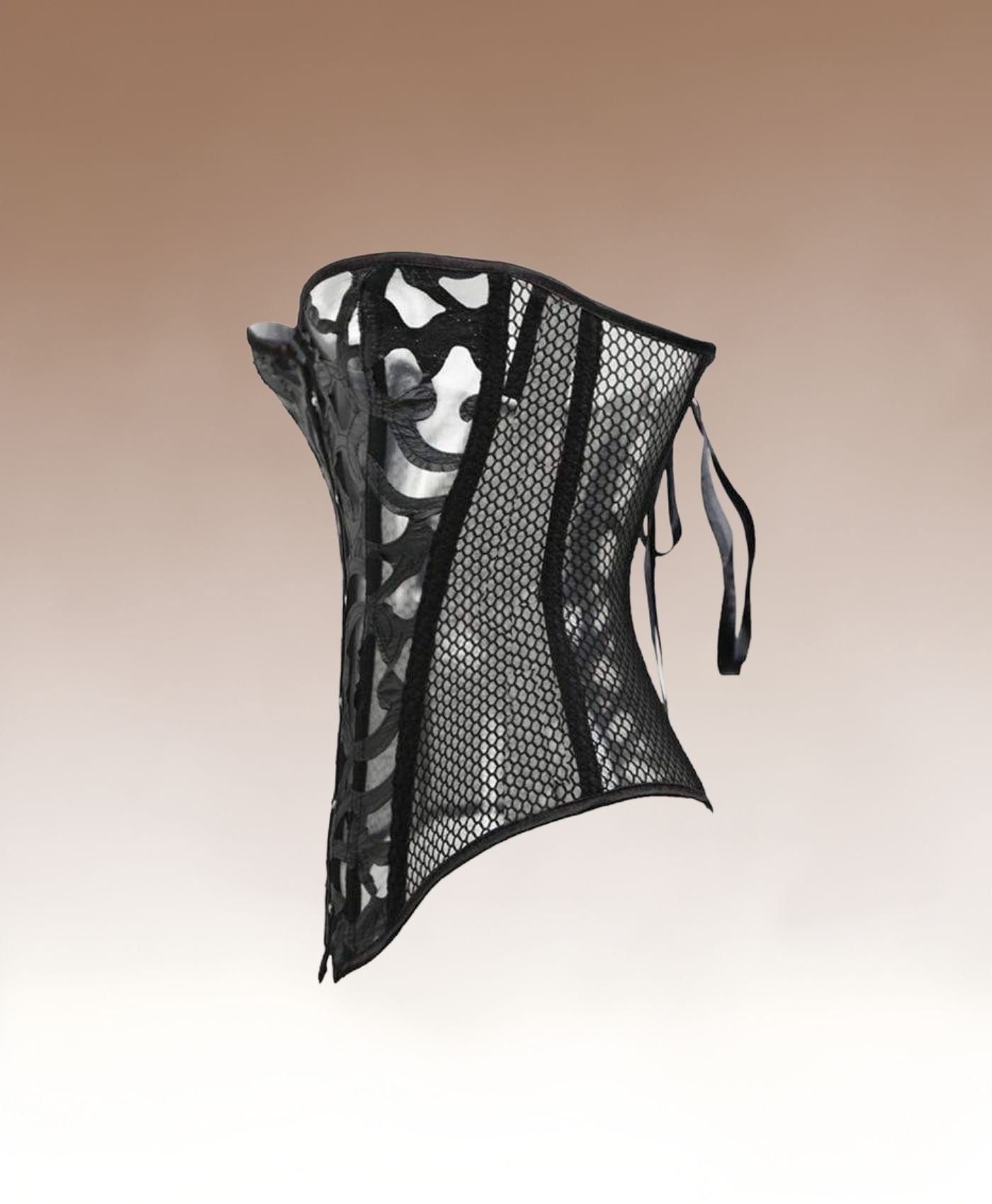 Élise Geborduurd Mesh Korset – Romantisch Geborduurd Lingerie Korset