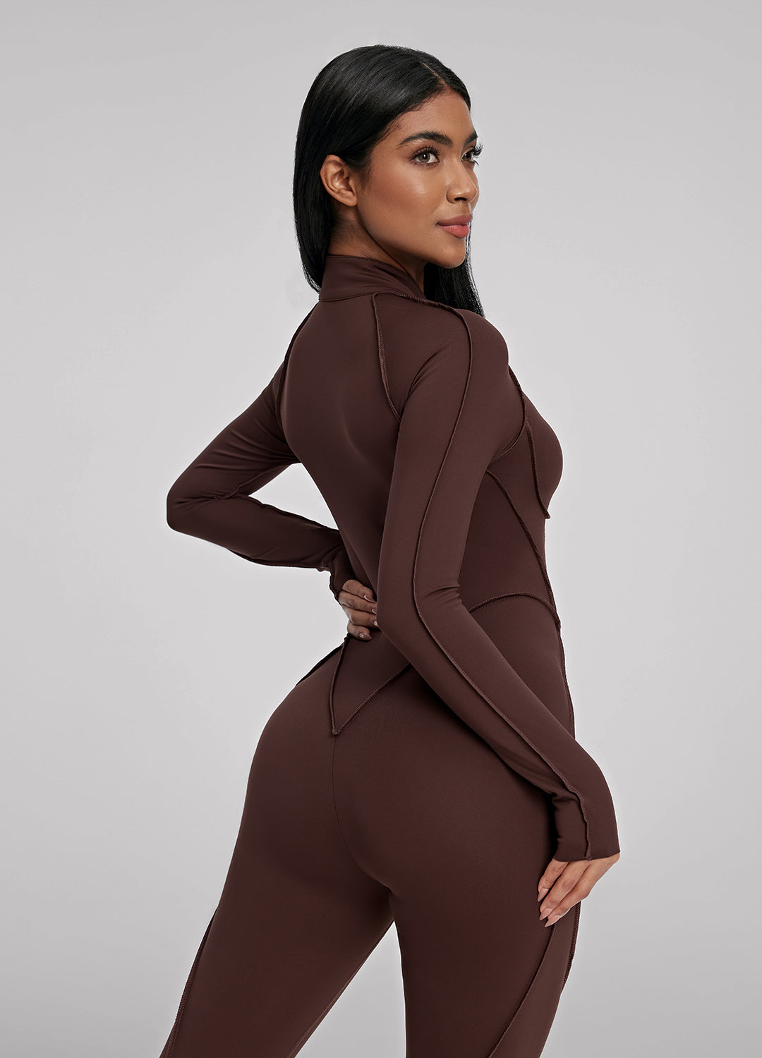 NÉVA – Full-Length Shaping Catsuit - LivingCurves Bodysuit Chocolate / XS