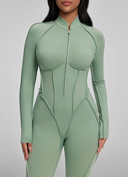 AMÉL – Open Back Jumpsuit - LivingCurves Bodysuit Sage Green / XS