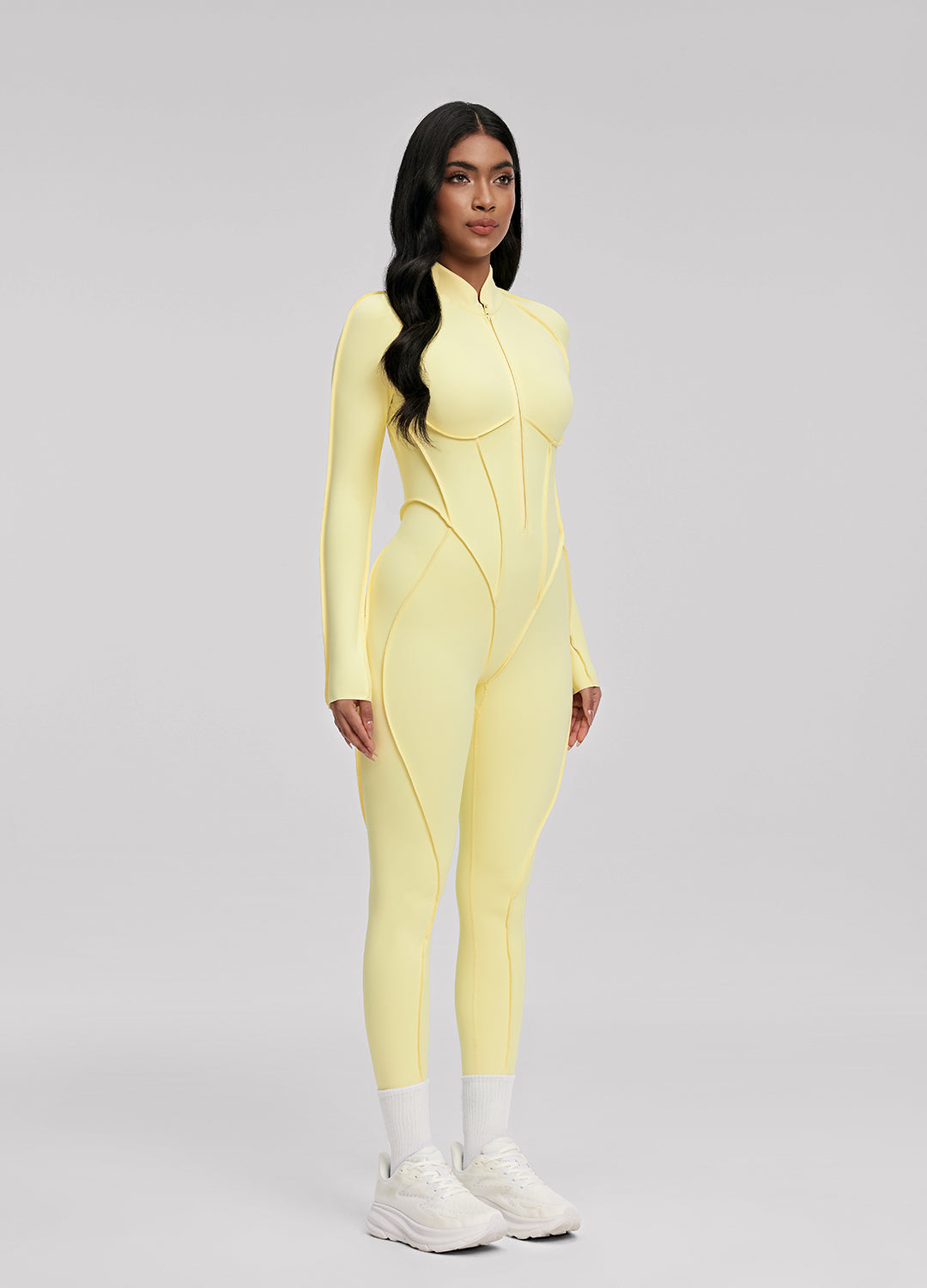 ZAYA – Two-Tone Shaping Catsuit - LivingCurves Bodysuit Lemon Meringue / XS