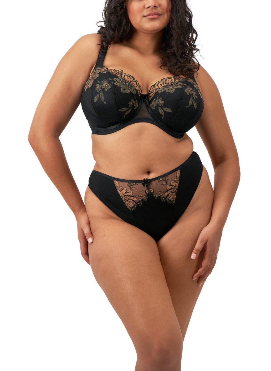 Elomi Teagan Black Almond Thong Panty 302670