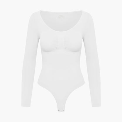 ARYA – Longsleeve Sculpt Bodysuit (Stringmodel) - LivingCurves Bodysuit Wit / XS
