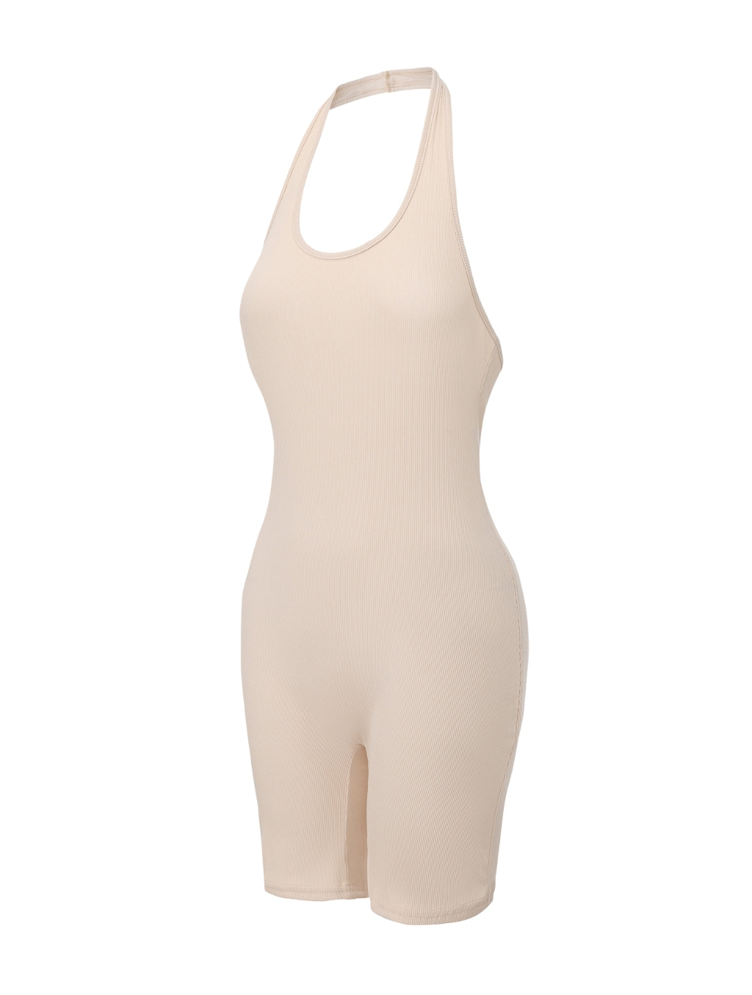 ISOLDE – Geribbelde Halternek Bodysuit - LivingCurves Beige / S